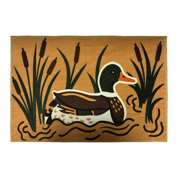 Dpityserensio Welcome Doormat,Duck and Cattail Design Non‑Slip Front Entry Rug for Outdoor Porch Home Decoration