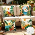 thumbnail image 2 of Set of 4 Outdoor Waterproof Pillow Covers, Bright Summer Print Cushion Cases for Patio Furniture, Weatherproof Garden and Deck Decor, Quick Dry Fabric for Poolside and Porch Use, 2 of 6