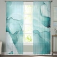 thumbnail image 3 of Teal Blue Marble Semi Sheer Curtains 84 Inch Length 2 Panels Set, Marble Crack Lines Modern Art Sheer Kitchen Curtain Privacy Voile Window Curtain for Living Room Bedroom Rod Pocket Drapes, 3 of 7