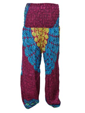 Mogul Women Smocked Waist Harem Pant Boho Chic Yoga Palazzo Casual Pants