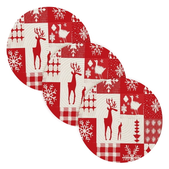 BZSMCE Mats for Pots,Pans Place Joyful Flake Tree Deer Simple Style Pattern Pot Mats