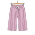 thumbnail image 2 of Htigea Cotton Linen Half Pants for Women Elastic Waist Drawstring Shorts Summer Loose Fit Comfy Short Pants with Pockets Solid Color Casual Beach Pant, 2 of 7