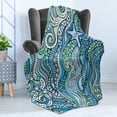 thumbnail image 4 of Blue Soft Flannel Fleece Throw Blanket, Underwater Wildlife Inspiration Ornamental Abstract Composition, Cozy Plush for Indoor and Outdoor Use, 70" x 90", Turquoise Blue Lavender, by Ambesonne, 4 of 5