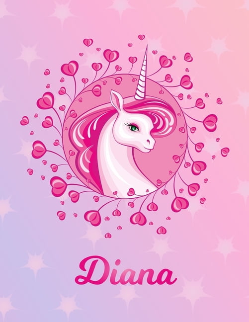 Diana: Unicorn Blank Primary Handwriting Learn Write Practice Paper for Girls - Pink Purple Magical Horse Personaliz - Walmart.com