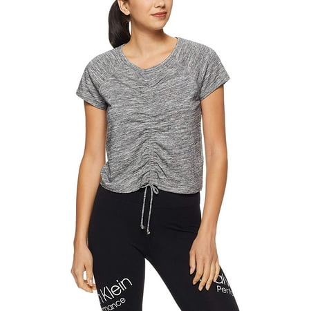 Calvin Klein Performance Women's Ruched-Front Cap-Sleeve Top, Grey, XL