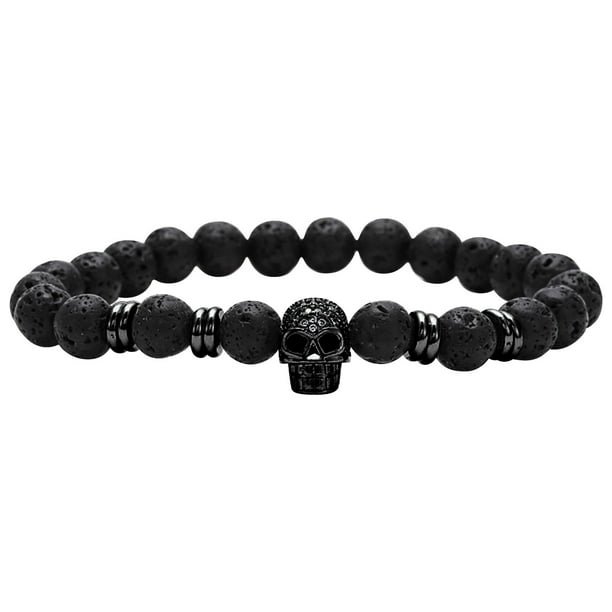 Volcánica Negro Zircon Pulsera Buda Beads Pulsera Pulsera de los hombres y las mujeres