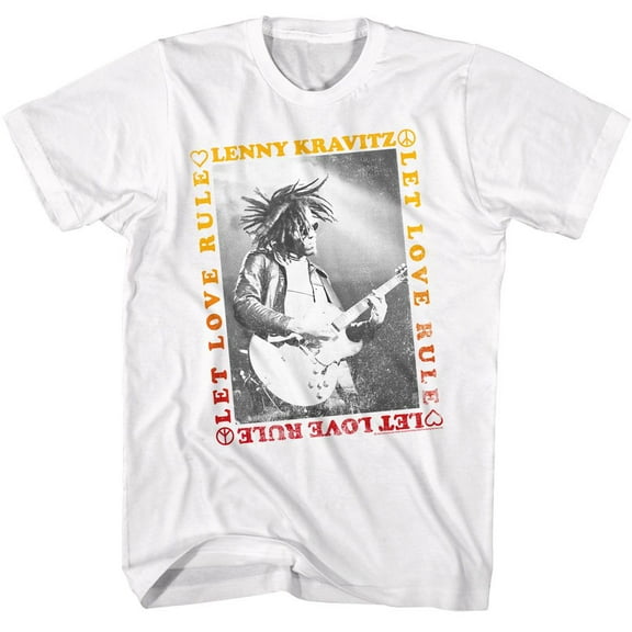 Lenny Kravitz Let Love Rule Men's T Shirt (White, Adult4XL)