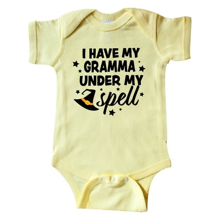 

Inktastic I Have My Gramma Under My Spell with Cute Witch Hat Gift Baby Boy or Baby Girl Bodysuit