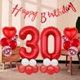 thumbnail image 4 of Red Number 30th Birthday Decoration Set Happy Birthday Banner Balloons 30 Years Old Birthday Party Supplies Helium Balloons Number 30 Balloons Latex Balloon Foil Balloon, Red 30th Party Balloons, 4 of 5