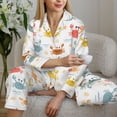 thumbnail image 6 of Pofeuu Colorful Crabs Print Womens Pajamas Set Long Sleeve Sleepwear Button Down Nightwear Soft Pj Lounge Sets Button Down Pajamas Women-Small, 6 of 7