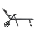 thumbnail image 4 of Patio Lounge Chair with Wheels, Adjustable 7-Position Recliner, Aluminum Frame, Neck Pillow, Outdoor Chaise Lounger for Backyard, Poolside, Patio - Gray, 4 of 9