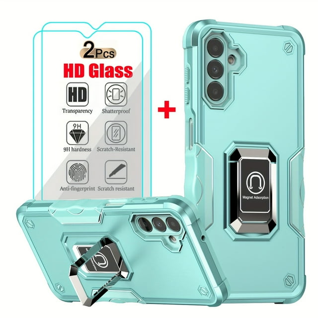 1pc Phone Case,2pcs HD Screen Protector,,For Samsung Galaxy A14 5G/4G,Built Kickstand,Rugged Hybrid Military Grade Heavy Duty Shockproof Cover Case
