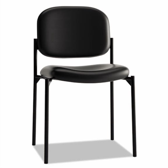 VL606 Stacking Guest Chair without Arms, Bonded Leather Upholstery, 21.25" x 21" x 32.75", Black Sea | Bundle of 2