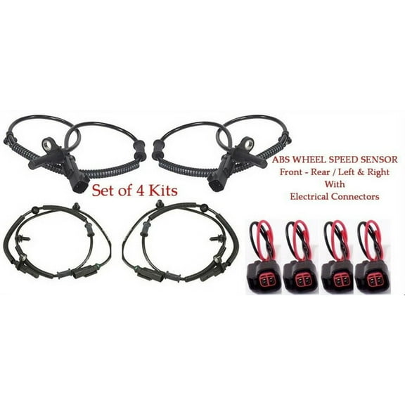 4 ABS Wheel Speed Sensor W/Connectors Front-Rear Left Right Fits:Mustang 11-14
