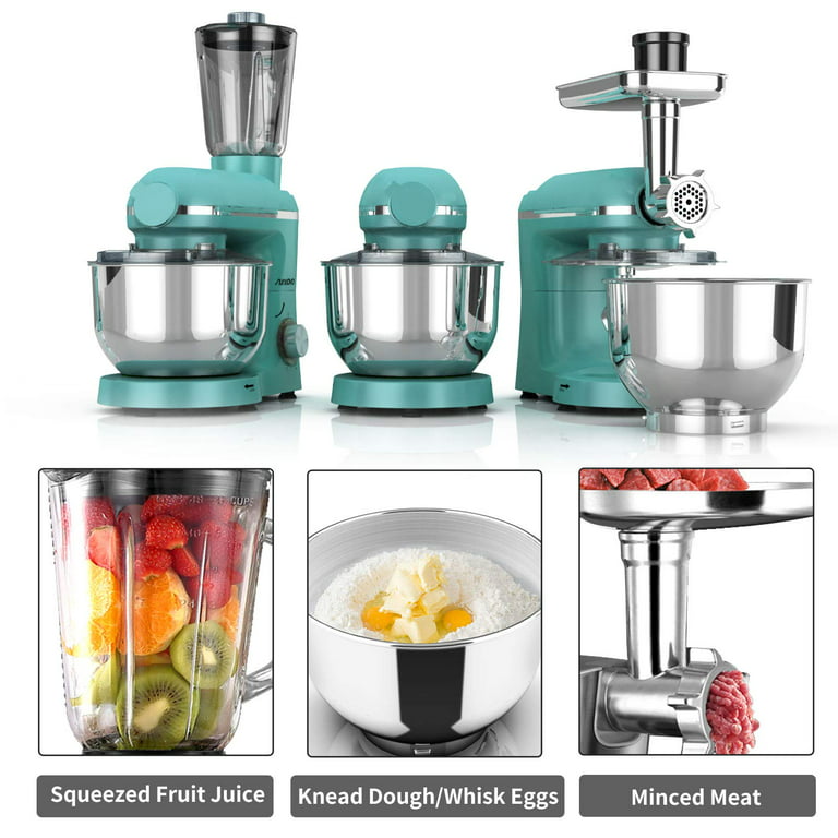 Nurxiovo 3 in 1 850w Stand Mixer Tilt-Head Kitchen Food Mixer, 6 Speed with  Pulse Electric Mixer, Multifunction Standing Mixers, Meat Blender and Juice  Extracter (Mint Green) 