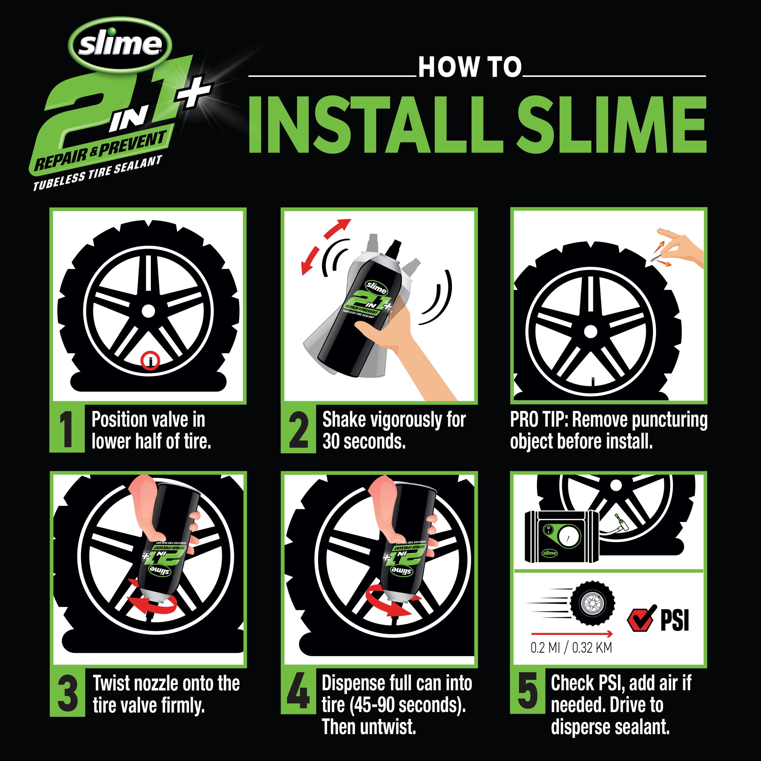 Slime 2-in-1 Plus Repair & Prevent Tubeless Tire Sealant, 12oz