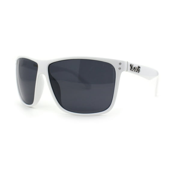 Locs Classic Oversize Sport Horn Rim Gangster Sunglasses White Black