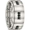 thumbnail image 4 of Stainless Steel Polished With Black Cz 9mm Ridged Edge Band (Size 10) Made In China sr585-10, 4 of 5