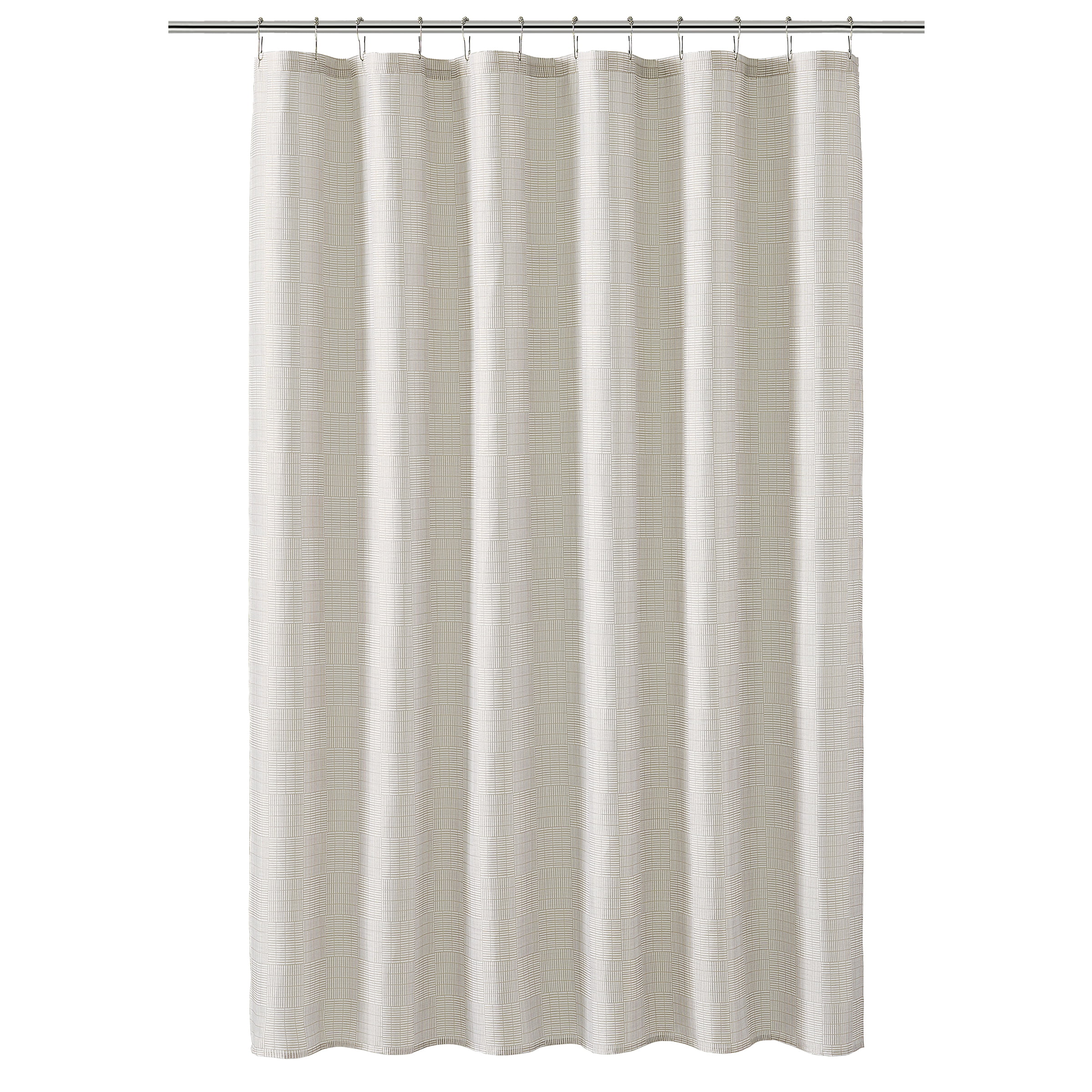 Mainstays Linear Square Beige Fabric Shower Curtain, 72” x 72”