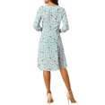 thumbnail image 3 of INSPIRE CHIC Women's Floral Print V Neck 3/4 Sleeves Casual A Line Midi Dress, 3 of 6