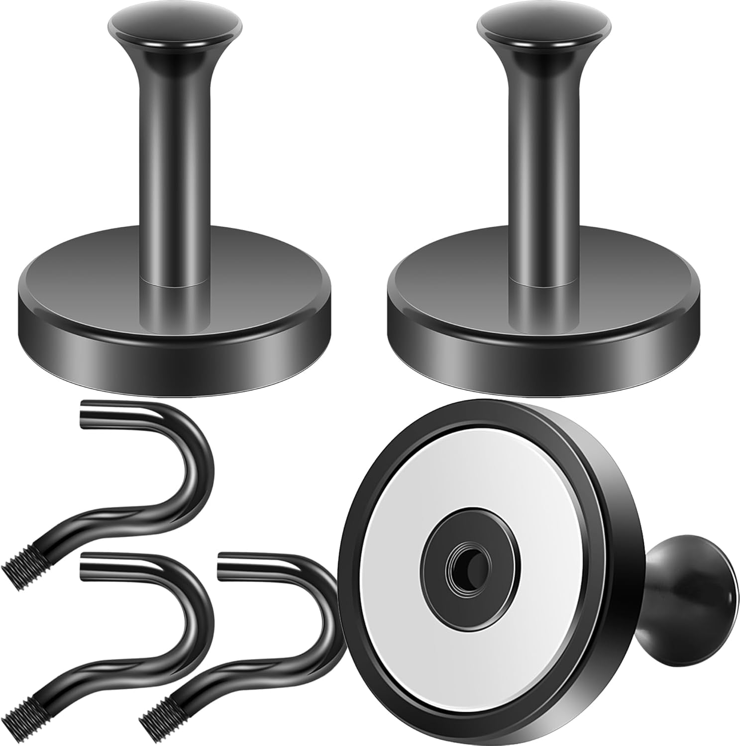 RGHJAR-Magnetic Coat Hook,170lb Strong Extra Heavy Duty Magnet Hooks,Magnetic Wreath Hanger/Holder for Metal Doors,Purse,Towel,Stocking,Cruise Cabin,Black,3 Pack