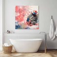 thumbnail image 6 of Wall Art Prints, 4th of July Cute Cat Framed Canvas Prints for Bedroom Living Room Bathroom Office, Red Blue Fireworks Watercolor Gallery Wrap Wall Art Poster for Gifts Home Decor 12"x12", 6 of 9