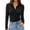 Black, variant on Hidden Button Placket Turn Down Collar Stretch Slim Fit Solid Long Sleeve Button Down Shirt for Women Office Business Casual Wear