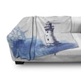 thumbnail image 3 of Lighthouse Soft Flannel Fleece Throw Blanket, Nostalgic Watercolors Gull Anchor Tower Nautical Theme, Cozy Plush for Indoor and Outdoor Use, 70" x 90", Blue and White, by Ambesonne, 3 of 6