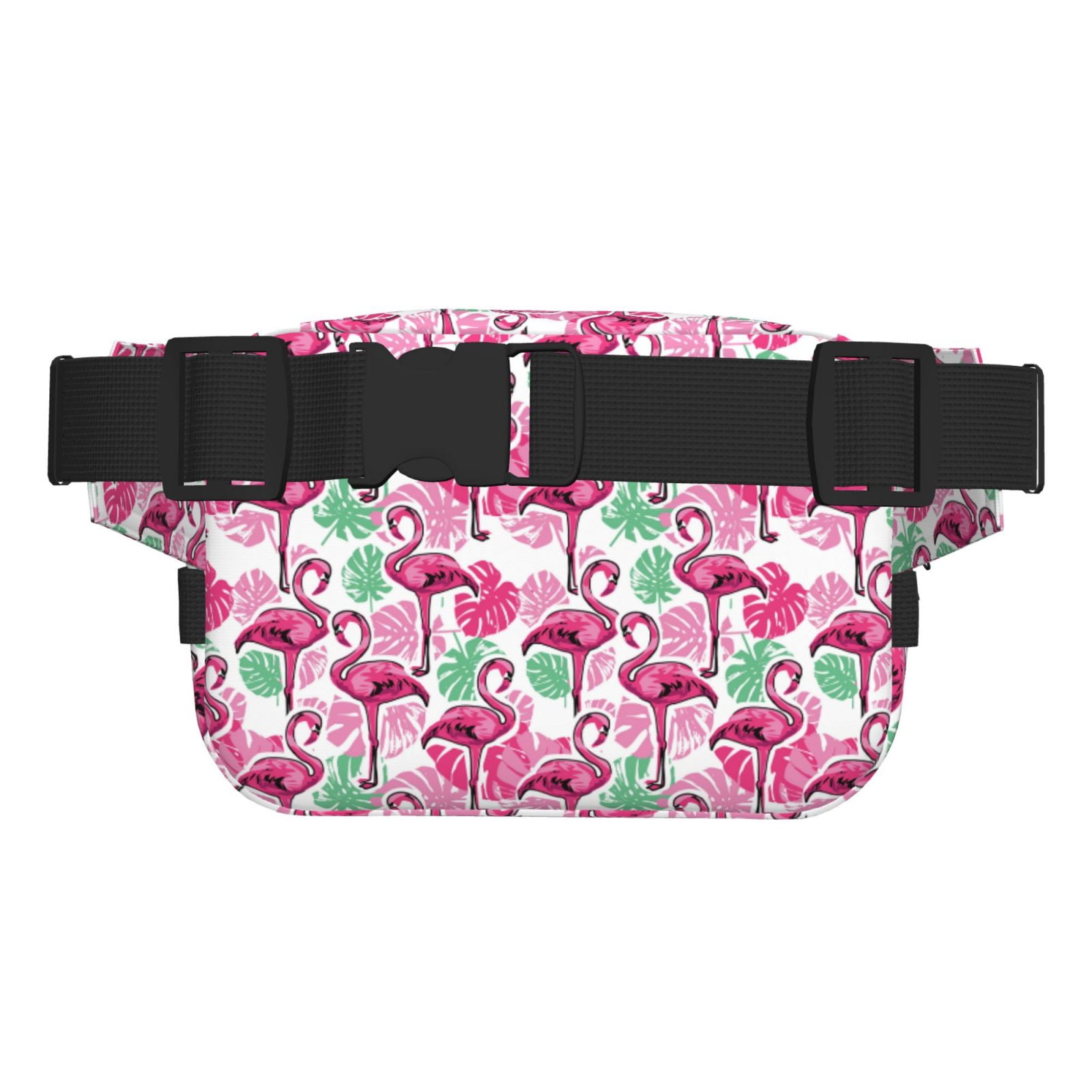 Picia Flamingo Print Square Double-Layer Waist Bag Mini Adjustable Waist Belt Bag Exercise Running Travel Hiking