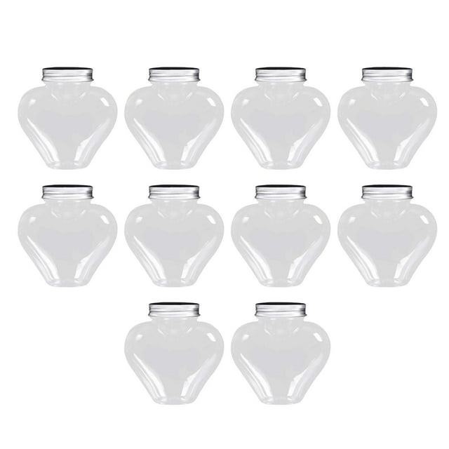 Tnarru 10Pcs Bouteilles de Jus Vides Valentines Bocal de Bonbons de Bouteille de Boisson avec Bouchons, Récipient de Boisson pour le Café Réfrigérateur Jus Restaurants Couvercle Hermétique