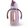 drinkadeux? Sip Jr. 6 oz. Glass Bottle w/Silicone Sleeve, Straw & Handles, Pink