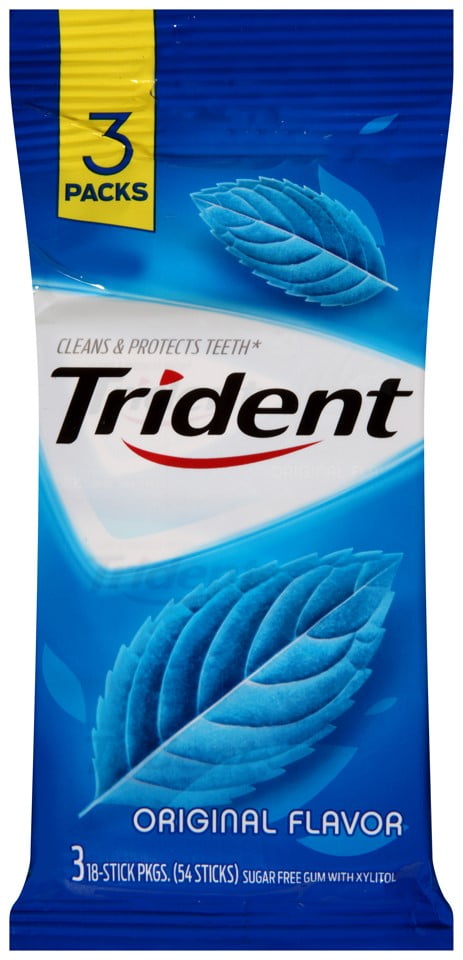 Trident Sugar-Free Original Flavor Gum, 18 Pieces, 3 Count