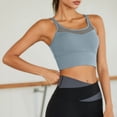 thumbnail image 2 of idosla Womens Crop Tank Tops with Built in Bras Breathable Wrap Ruched Athletic Workout Yoga Sleeveless Tops (Blue, M), 2 of 6
