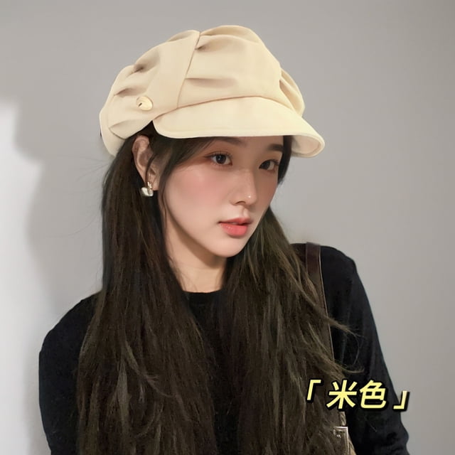 LinYooLi Japanese Short Brimmed Beret For Women In Spring And Autumn, With A Large Head Circumference And A Retro Cloud Hat That Shows Off The Face, Small Painter, And Children's Hat