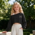 thumbnail image 5 of Bjutir T Shirts For Girls Long Sleeve Leopard Bowknot Print Off Shoulder Tops Breathable Casual Wear Basic Tops Size 7-16 Years, 5 of 5