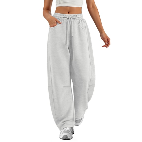 Sundazz Barrel Sweatpants Women Baggy Wide Leg Sweat Pants Drawstring Workout Pants with Pockets, XS-XL