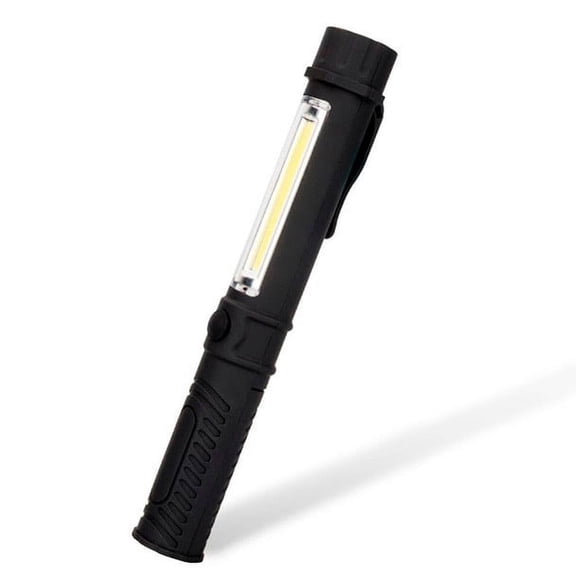 COB LED Work Flashlight with Base, Clip, and Adjustable Focus, Super Bright Portable Handheld Torch for Home, Inspection, Dog Walking, and Emergency Use