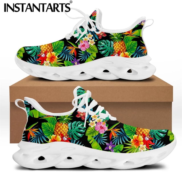 Chaussures à Lacets pour Femmes Design Fleur d'Hibiscus Tropical Décontracté Résistant à l'Usure