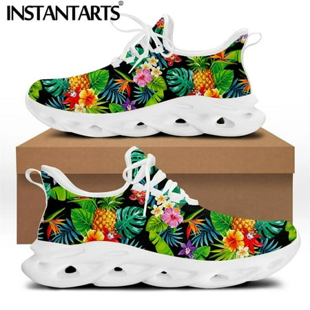 

Tropical Hibiscus Flower Design Casual Women Wear-resistant Sneakers Female Lace-up Footwear Zapatos De Mujer Hombre