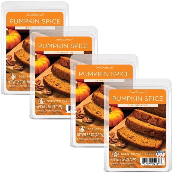 Scentsationals Wax Melts, Wax Cubes Strong Scent - Pumpkin Spice - Long Lasting Scented Wax Melts for Warmer, 10oz (24-Cubes)