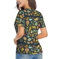 thumbnail image 2 of Goofa Colorful Hippie Pattern Women's Slim-Fit Short-Sleeve V-Neck T-Shirt,Classic-Fit Short-Sleeve V-Neck T-Shirt-X-Large, 2 of 5