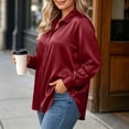 thumbnail image 5 of AKOEE Plus Size Shirts for Women Button Down Dressy Casual Soft Satin Long Sleeve XL-5X Lapel Collar Blouses (XL, Wine), 5 of 8