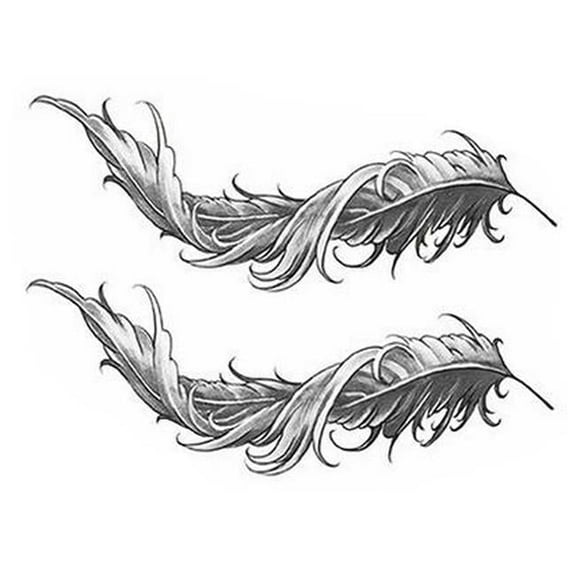 Temporary Feathers Fake Body Creative Tattoos Stickers, Black