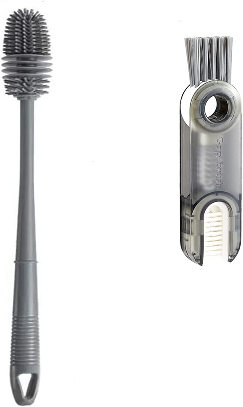 Silicone Bottle Cleaning Brush with Long Handle And 3 in 1 Multifunctional Cleaning Brush