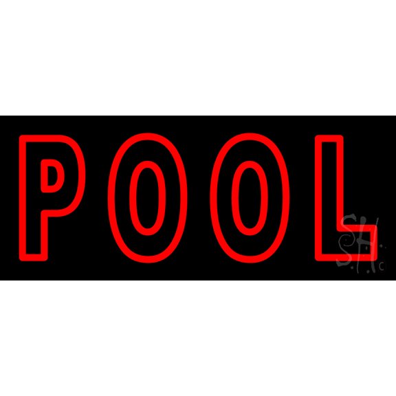 Red Simple Pool LED Neon Sign 6 x 15 - inches, Clear Edge Cut Acrylic Backing, with Dimmer - Bright and Premium built indoor LED Neon Sign for Bar decor.