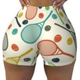 thumbnail image 2 of Fuzoiu Racket and Tennis Ball Print Women's Workout Shorts,Workout Biker Shorts Women,Exercise Fitness Shorts,Scrunch Short, Athletic Shorts for Gym Yoga Running Sport Active-Large, 2 of 8