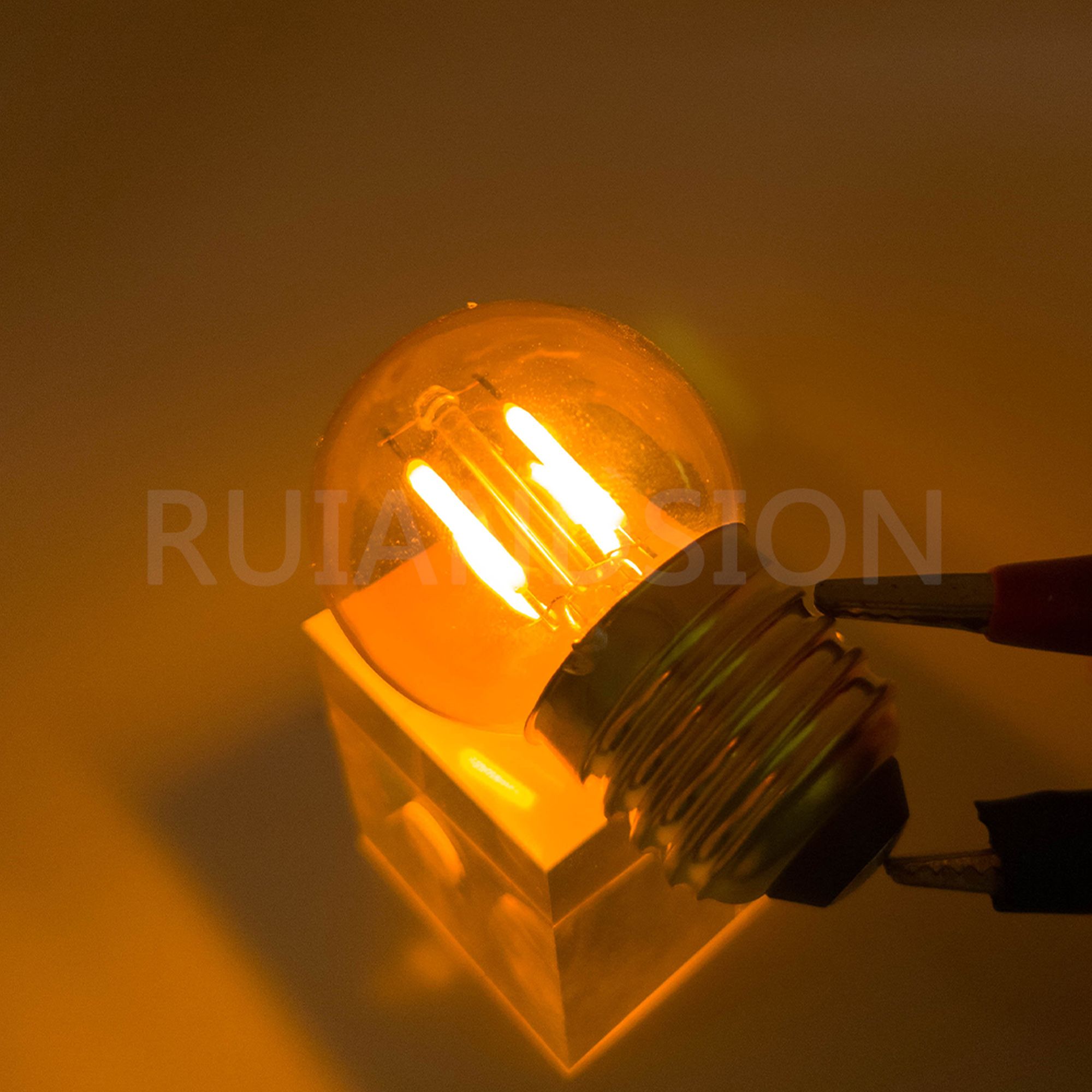 Ruiandsion 10-Pack E26 Base G40 LED Light Bulbs,110-130V 1W (10W)  Warm Amber Glow 2200K Waterproof, for  Outdoor String Lights