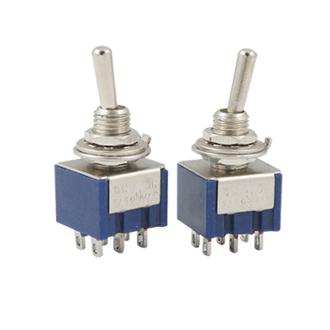 2 Pcs 125v 6a Dpdt On On 6 Terminals Toggle Switch Walmart Com