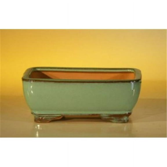 Bonsai Boy L150 6.125 x 5 x 2.125 in. Green Ceramic Bonsai Pot - Rectangle