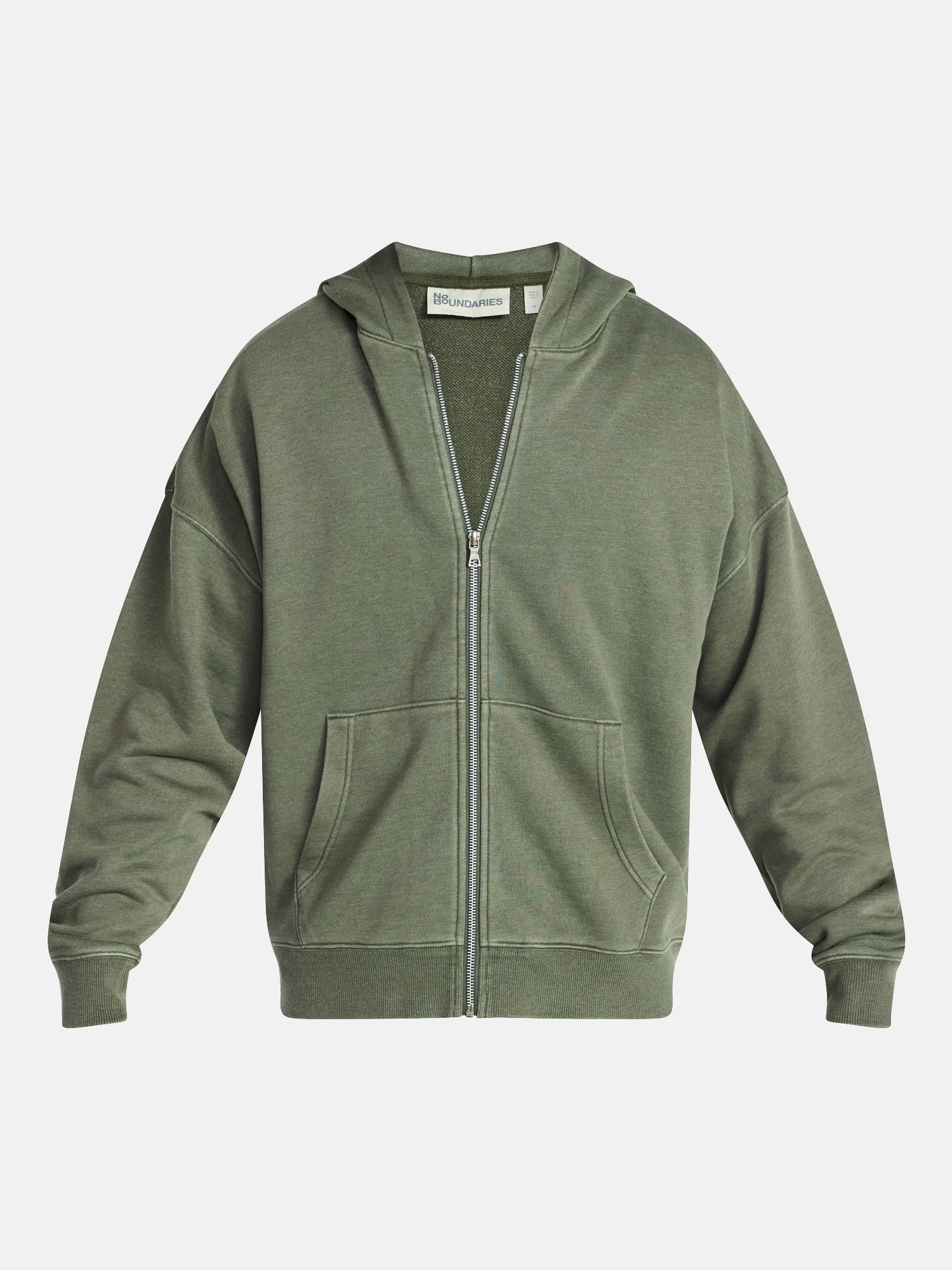 No Boundaries Zip Hoodie with Long Sleeves, Men's XS-4XLT